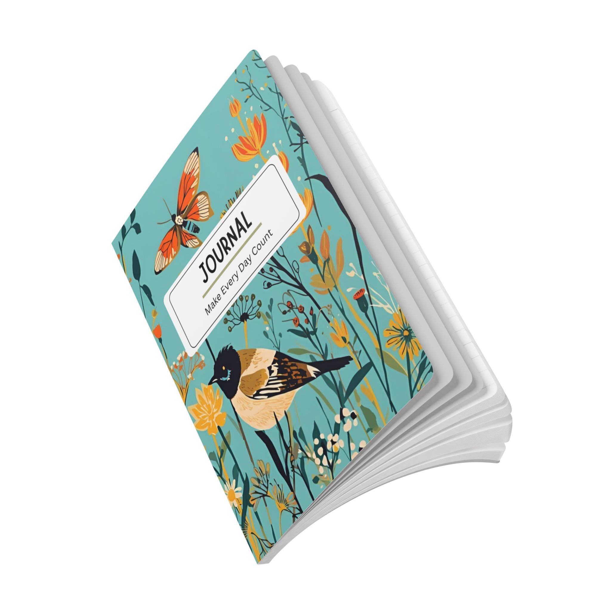 Bird Floral Journal | Softcover Notebook, Make Every Day Count