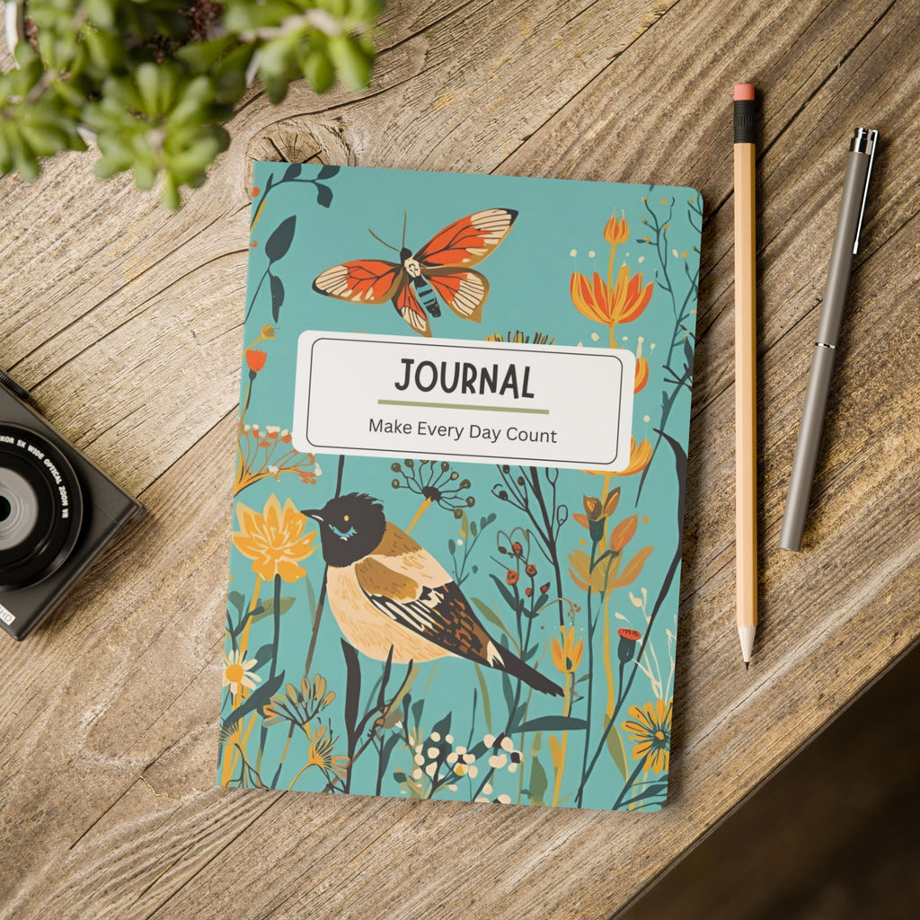 Bird Floral Journal | Softcover Notebook, Make Every Day Count