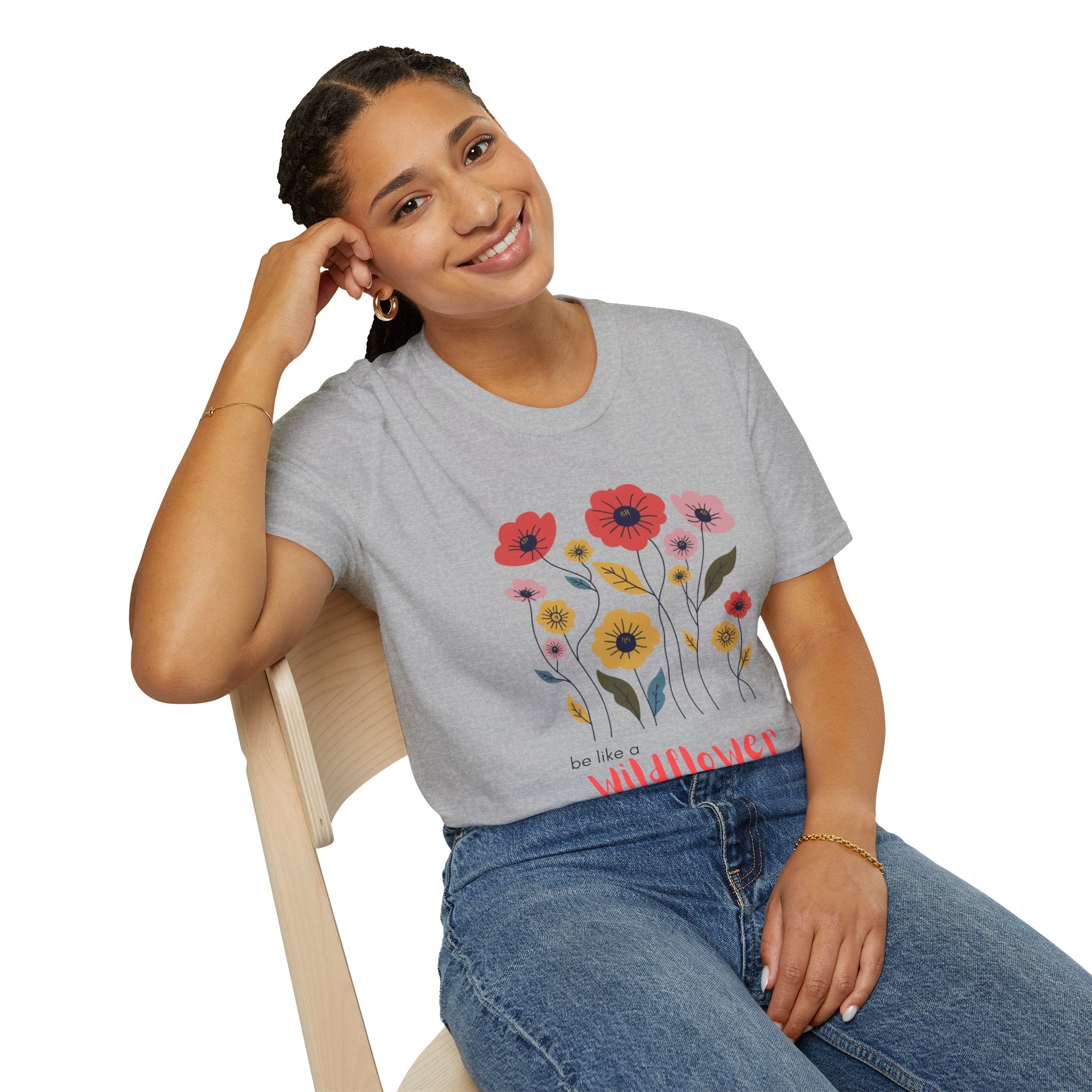 Wildflowers floral illustration T-Shirt | colorful poppy bouquet, inspirational T-Shirt