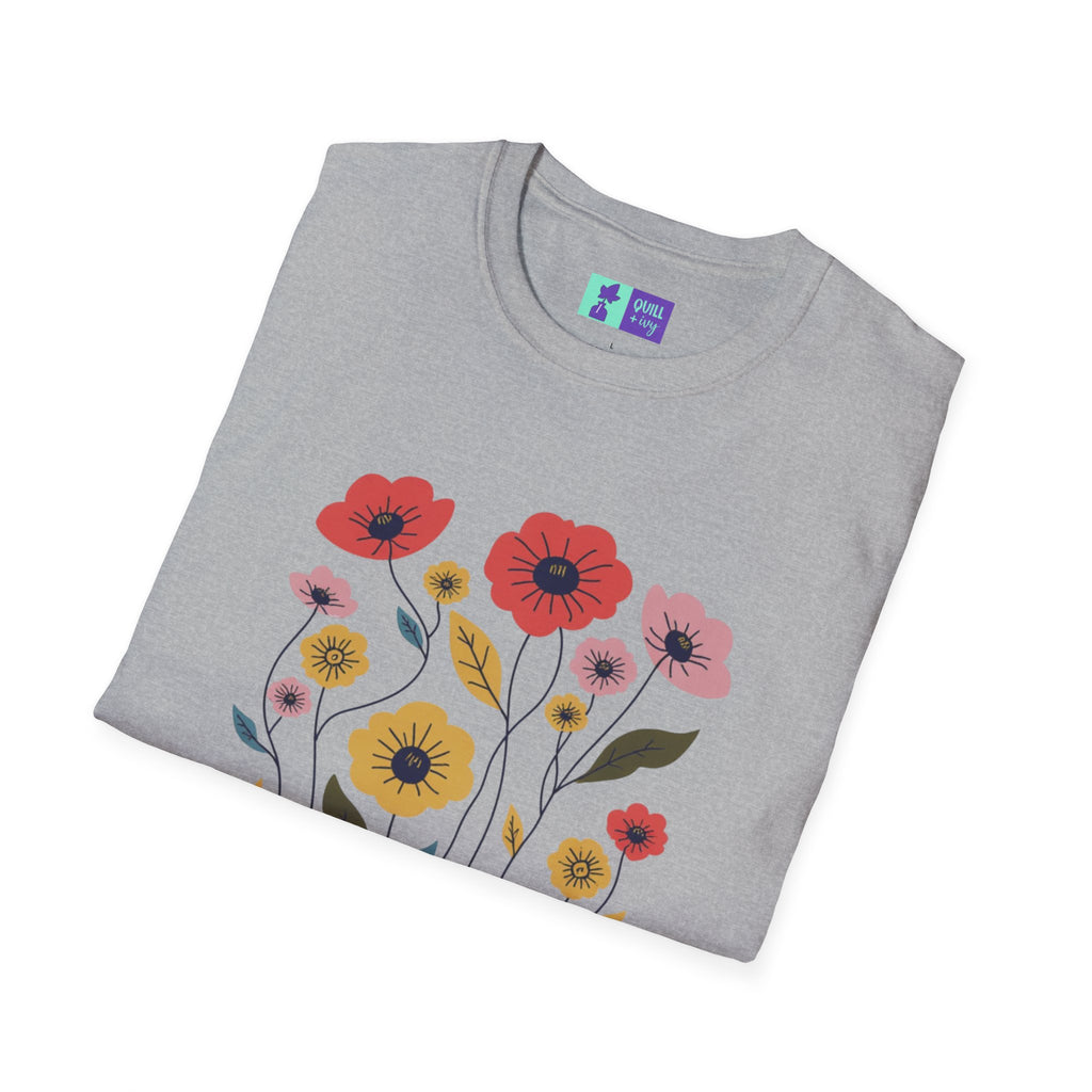 Wildflowers floral illustration T-Shirt | colorful poppy bouquet, inspirational T-Shirt