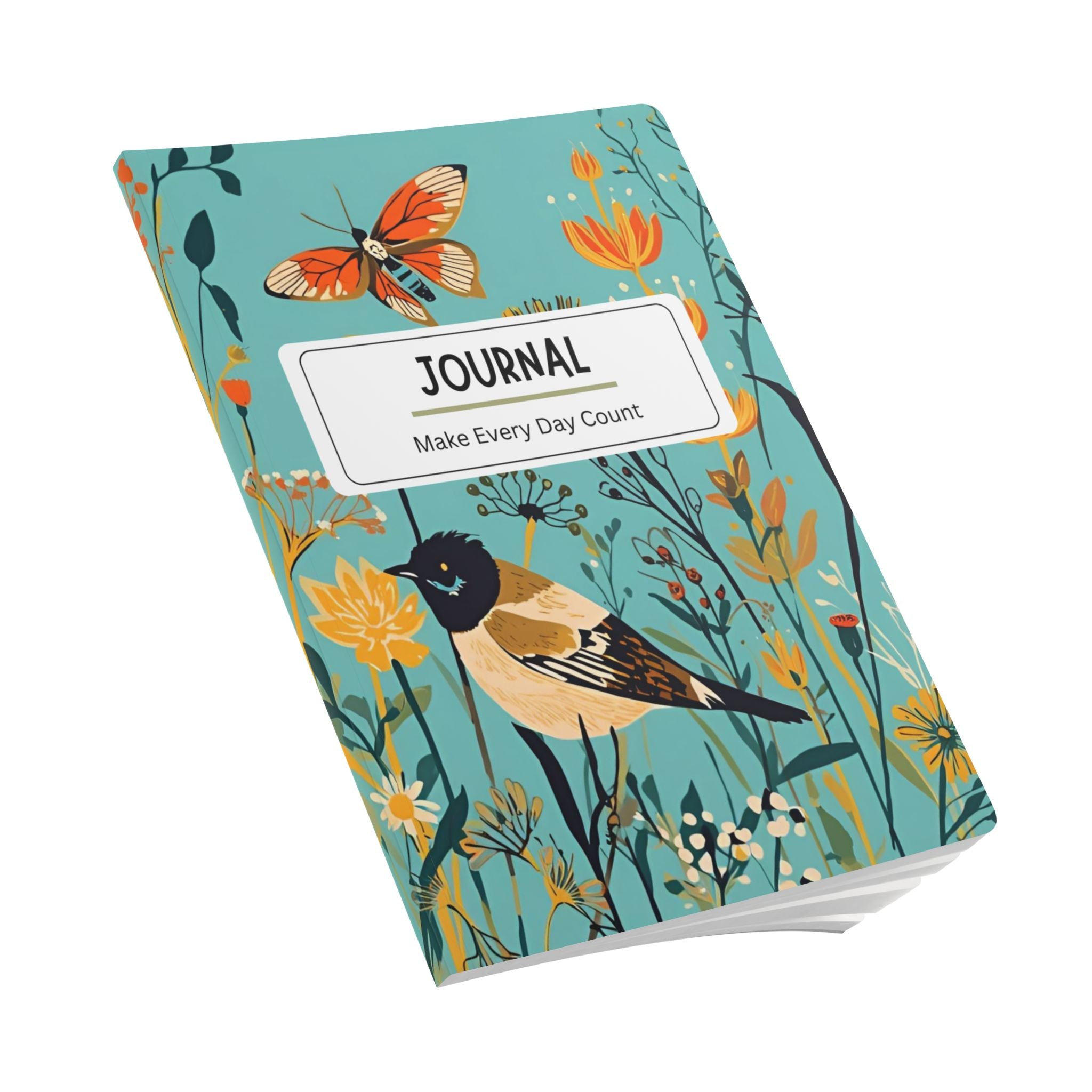 Bird Floral Journal | Softcover Notebook, Make Every Day Count
