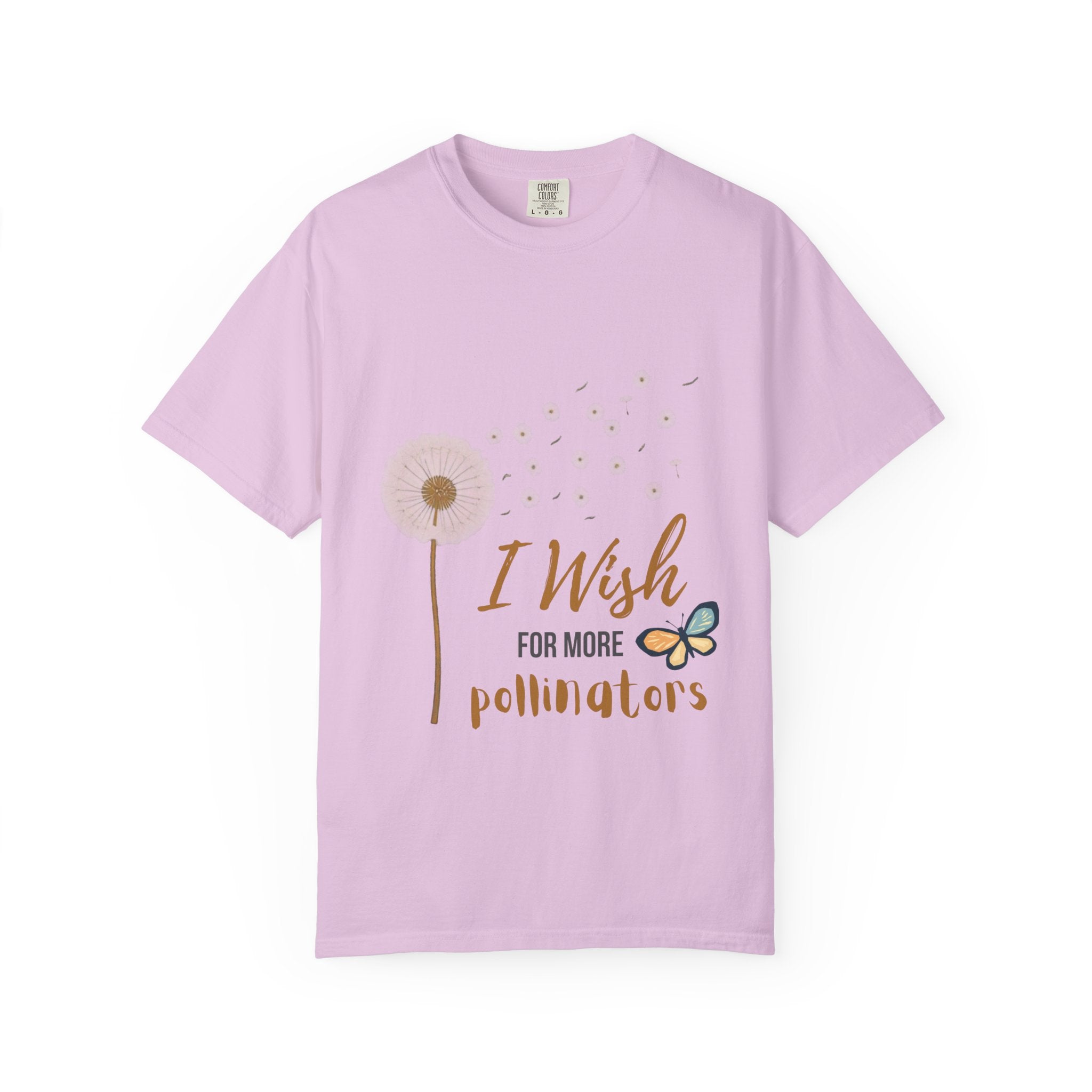 Comfort Colors I Wish For More Pollinators T-Shirt | Dandelion and Butterfly Nature Design