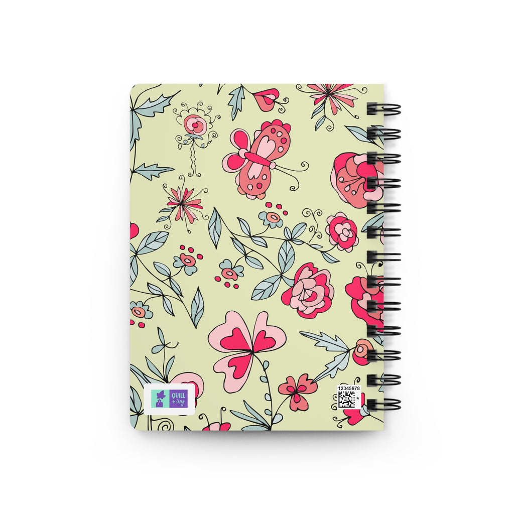Personalizable Floral Butterfly Pattern Spiral Bound Journal