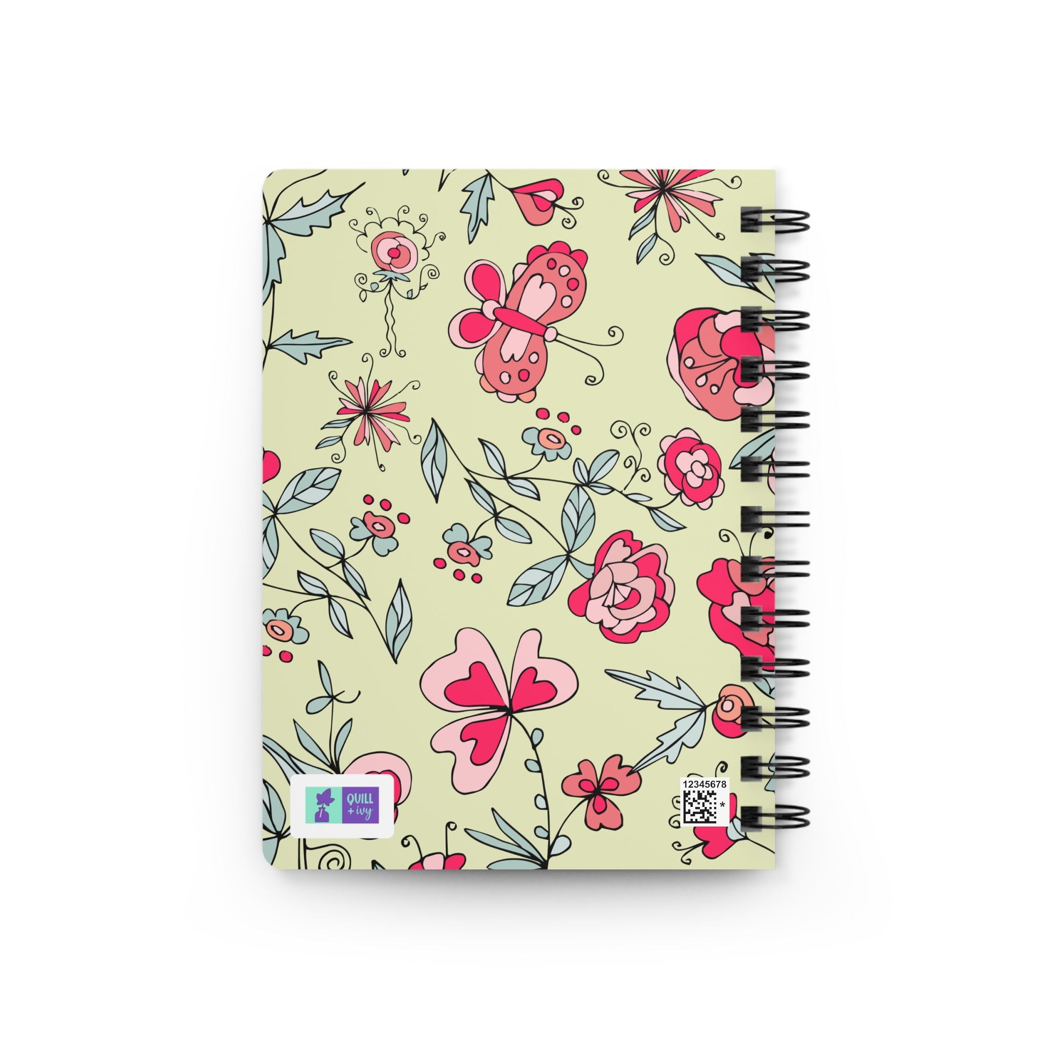 Personalizable Floral Butterfly Pattern Spiral Bound Journal