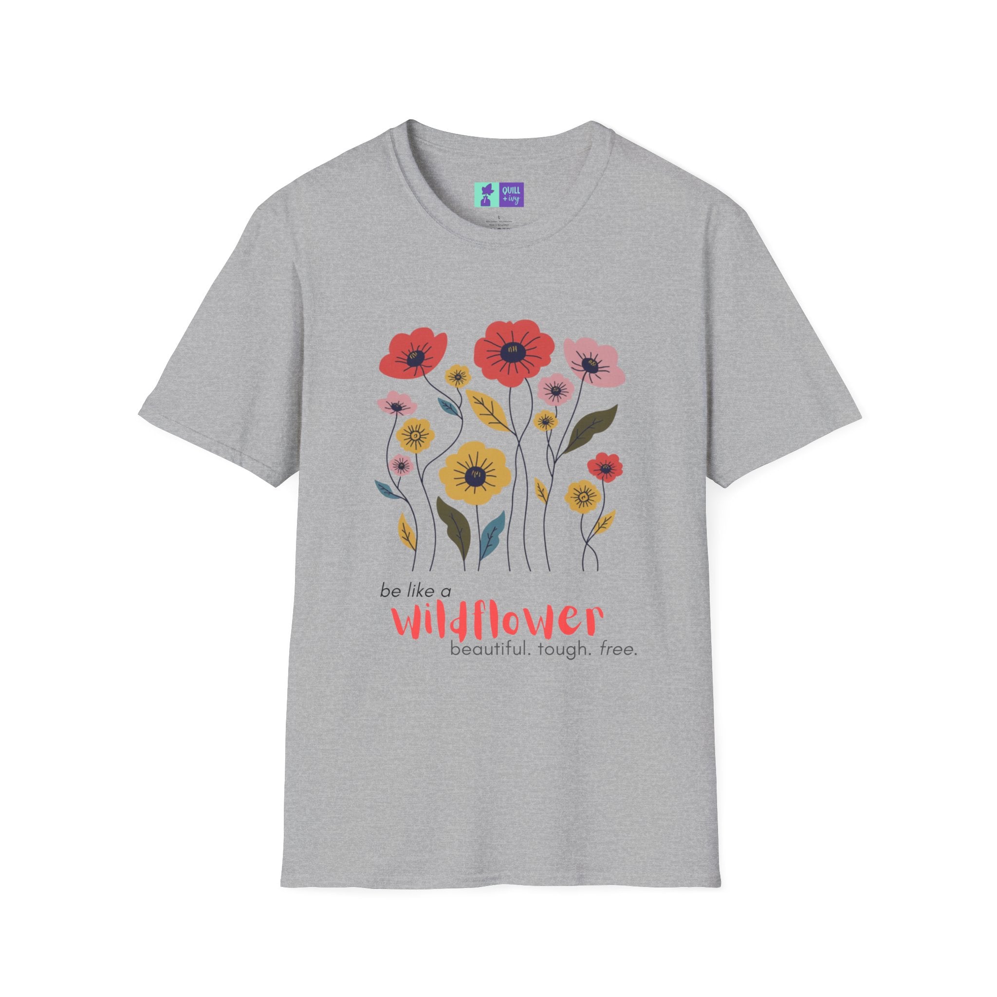 Wildflowers floral illustration T-Shirt | colorful poppy bouquet, inspirational T-Shirt