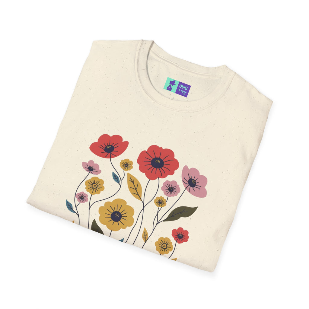 Wildflowers floral illustration T-Shirt | colorful poppy bouquet, inspirational T-Shirt