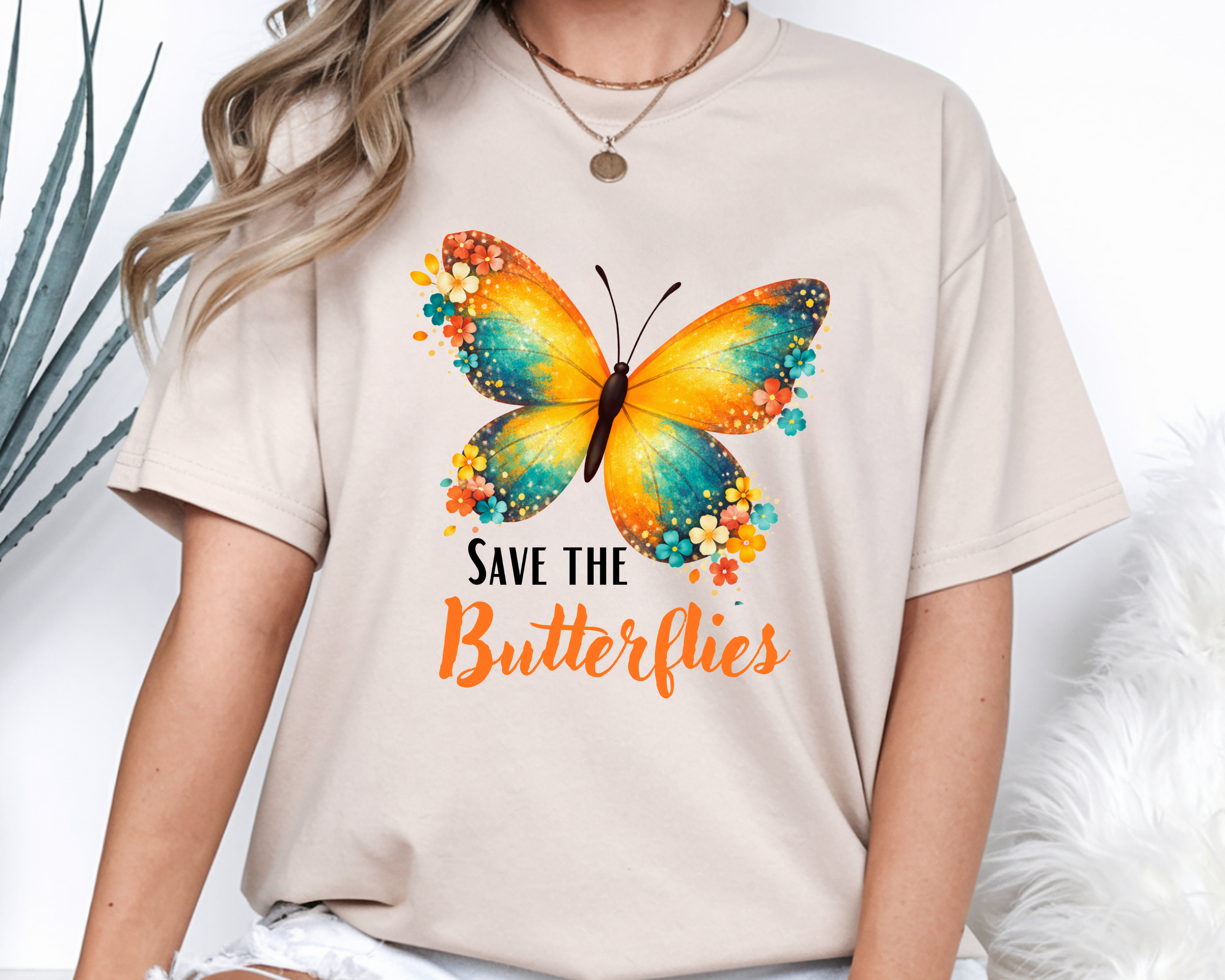 Save The Butterflies T-Shirt | Colorful Butterfly Conservation Tee