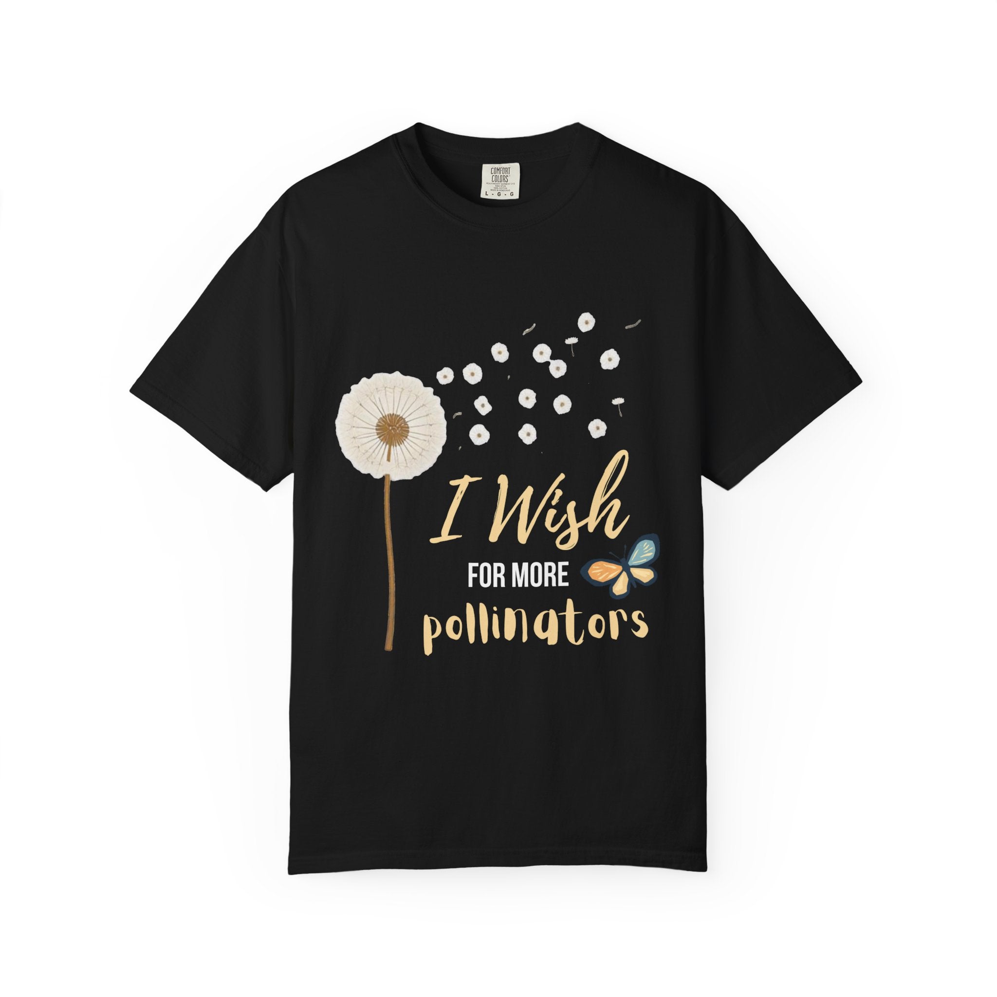 Comfort Colors I Wish For More Pollinators T-Shirt | Dandelion and Butterfly Nature Design