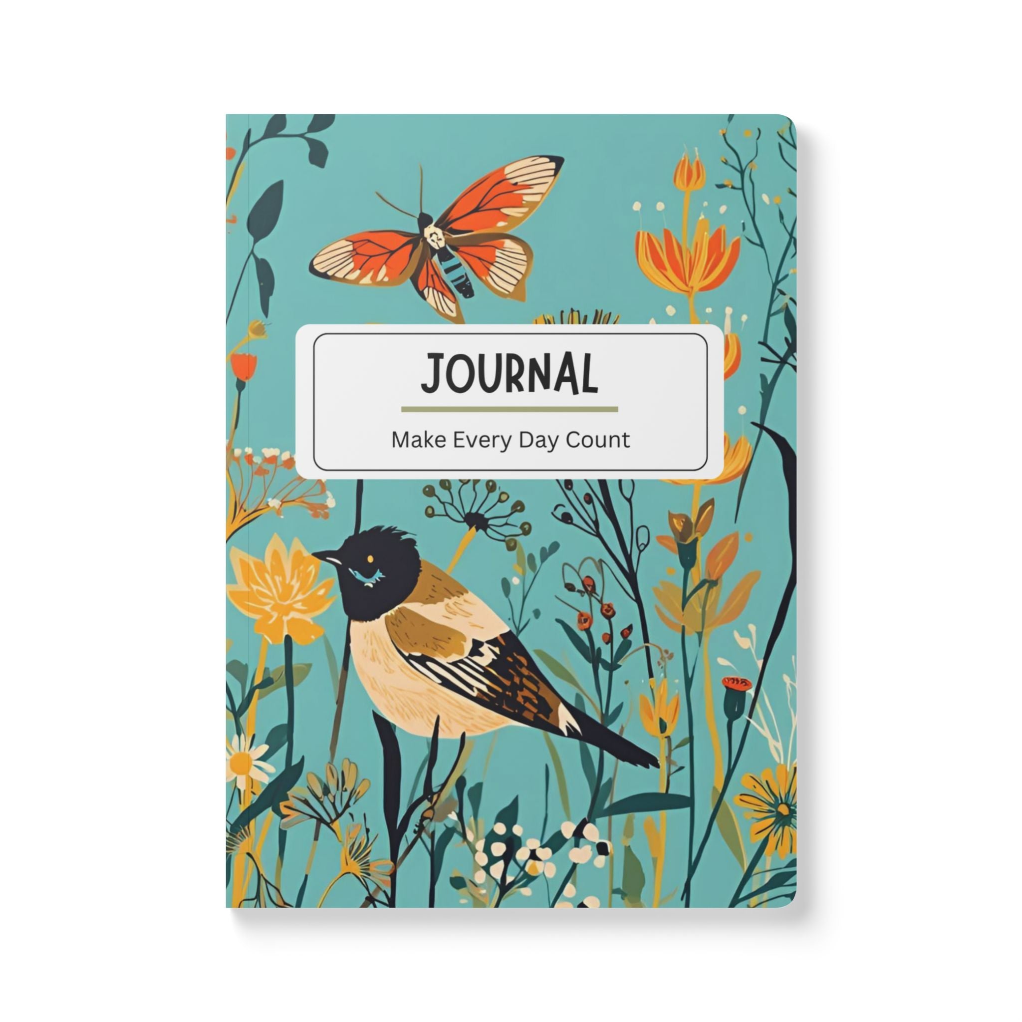 Bird Floral Journal | Softcover Notebook, Make Every Day Count