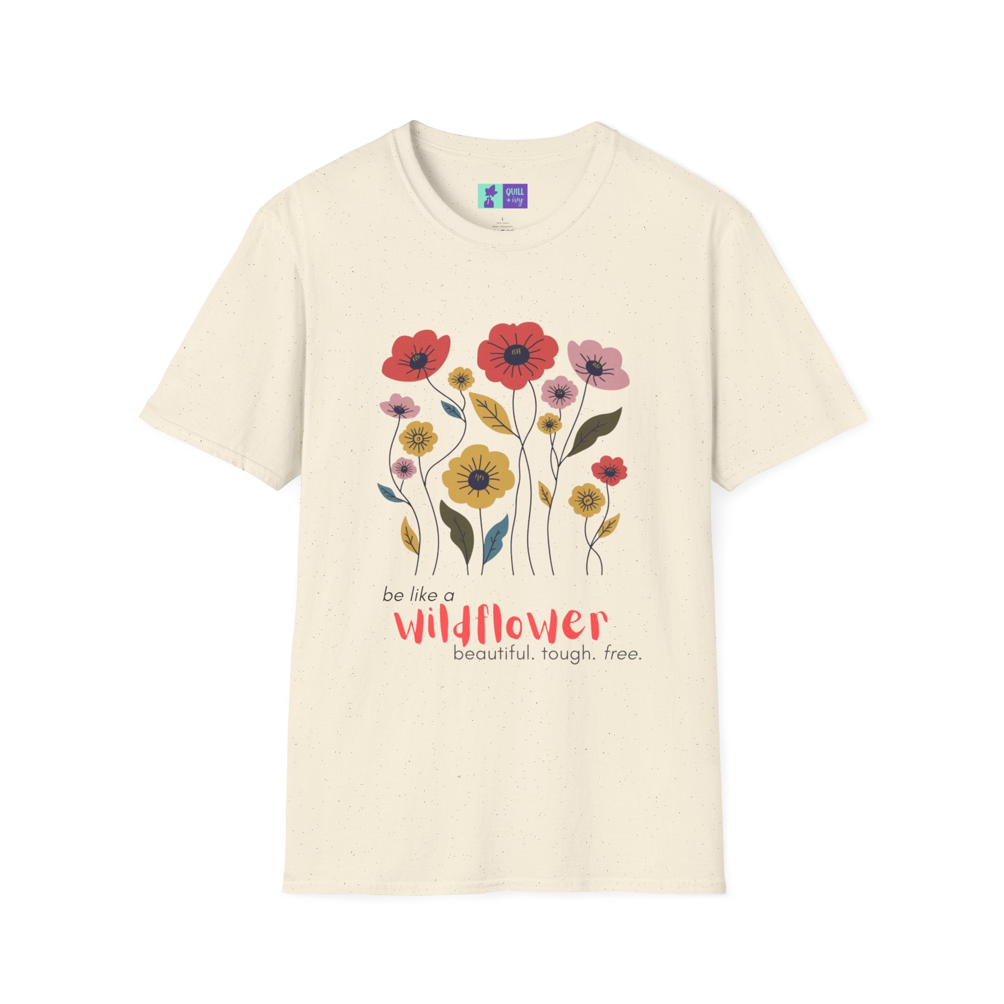 Wildflowers floral illustration T-Shirt | colorful poppy bouquet, inspirational T-Shirt