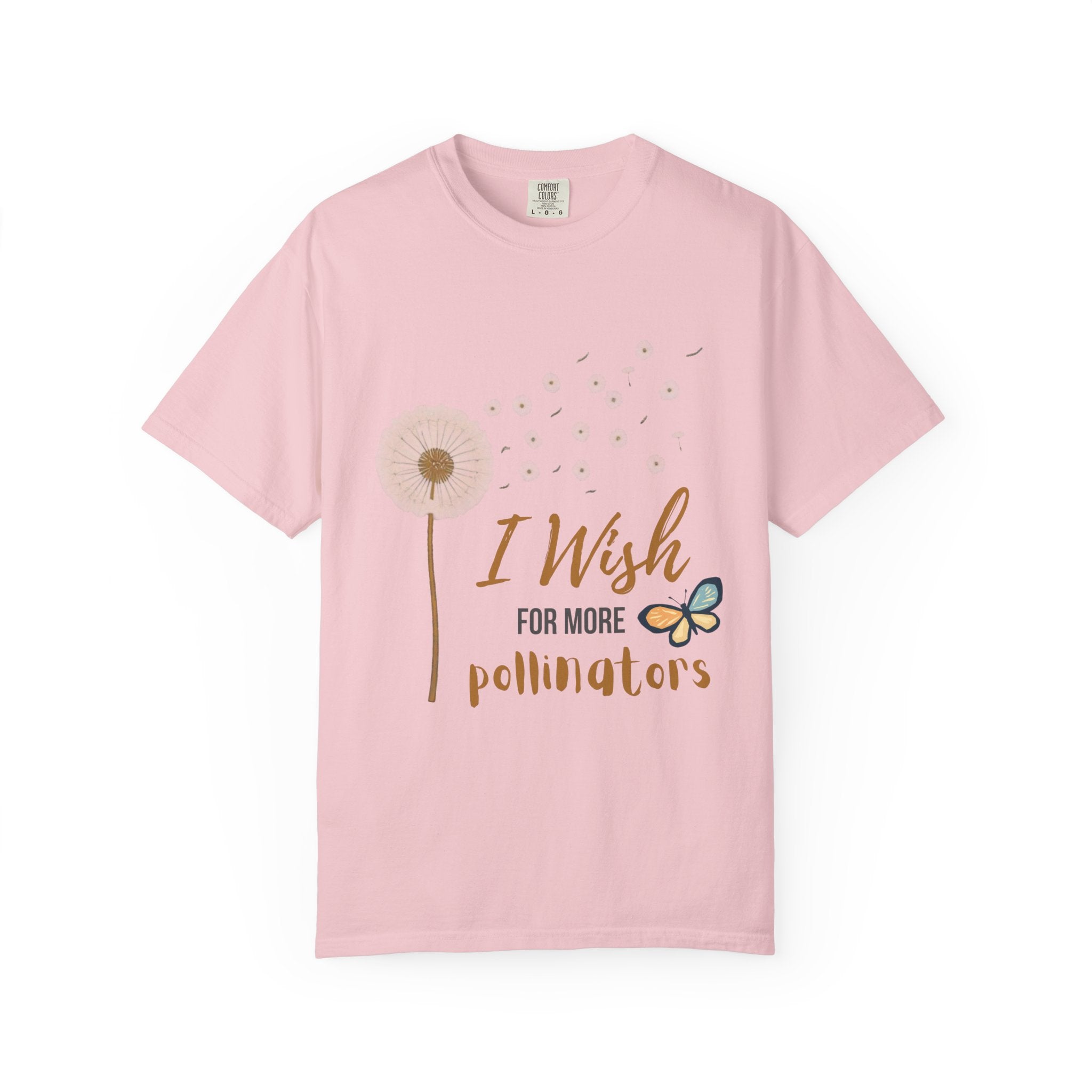 Comfort Colors I Wish For More Pollinators T-Shirt | Dandelion and Butterfly Nature Design