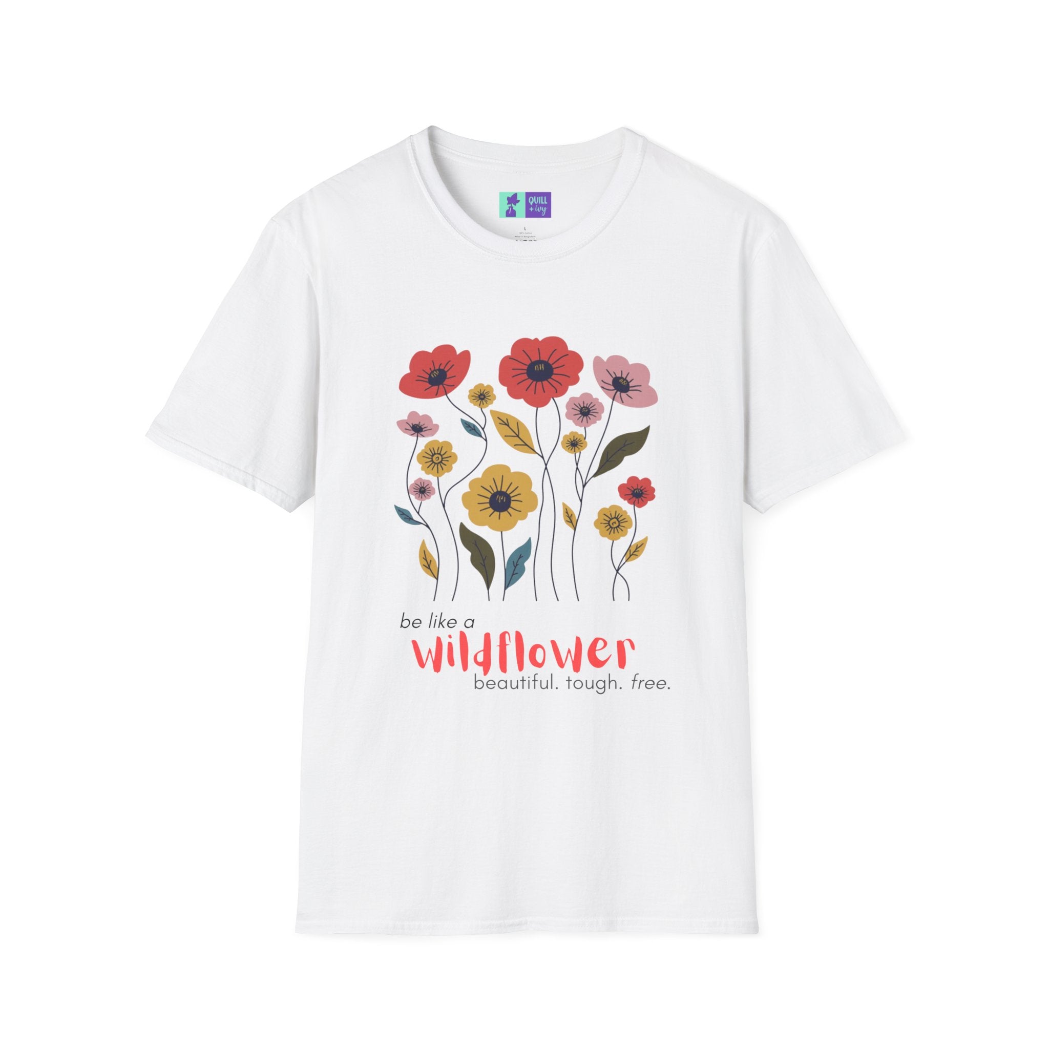 Wildflowers floral illustration T-Shirt | colorful poppy bouquet, inspirational T-Shirt