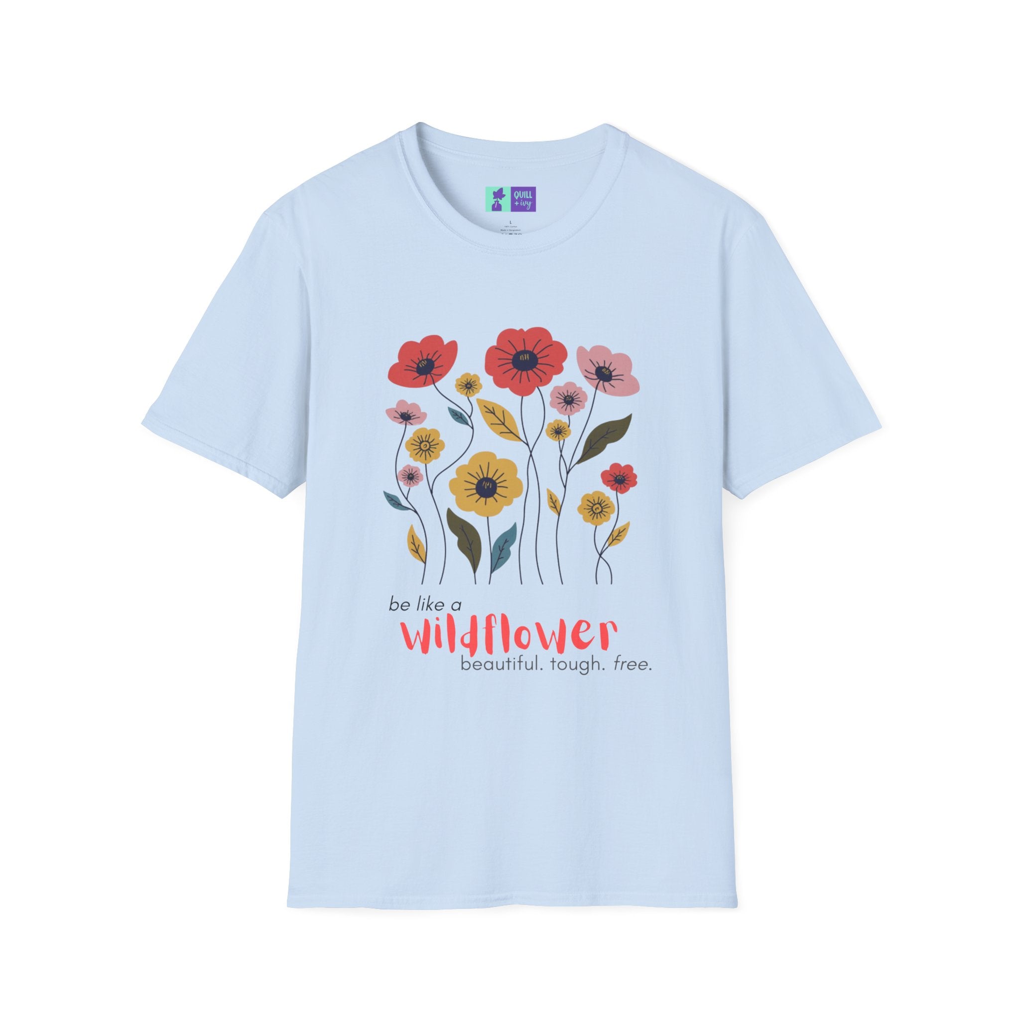 Wildflowers floral illustration T-Shirt | colorful poppy bouquet, inspirational T-Shirt