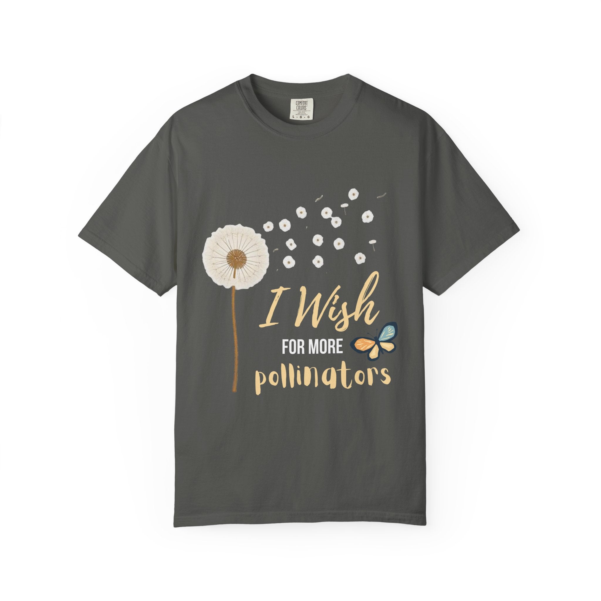 Comfort Colors I Wish For More Pollinators T-Shirt | Dandelion and Butterfly Nature Design