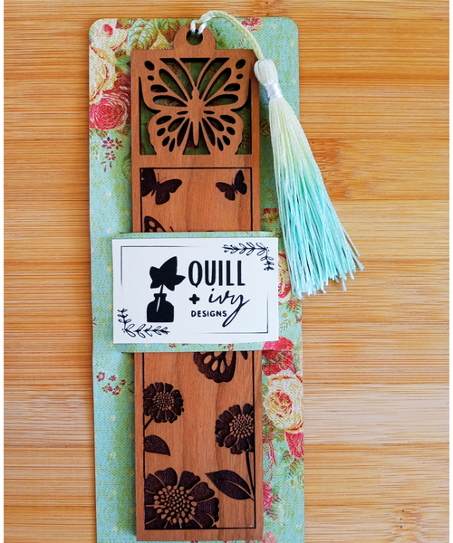 Cherry Wood Bookmark with Bees Butterflies or Hummingbirds